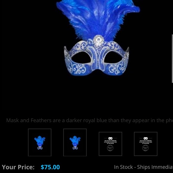 💙NWOT Venetian Masquerade Mask w/handle - Picture 8 of 8